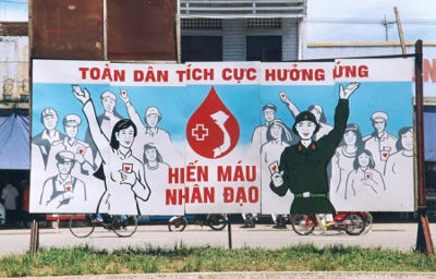 banderol pour la promotion du don de sang au Vietnam