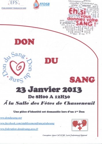 affiche du don du sang de lycéens