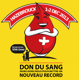 Affiche de la collecte de sang de Hazebrouck pour le record de don du sang