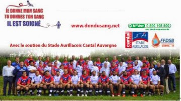 Affiche du don de sang soutenu par le Stade Aurillacois (rugby) le 30 janvier 2014