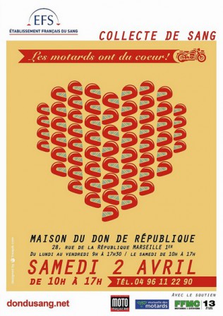 Affiche de la collecte de don du sang des motards de Marseille