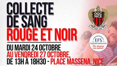 Affiche de la collecte de sang à Nice place Massena