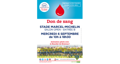 Affiche de la collecte de don du sang à Clermont-Ferrand