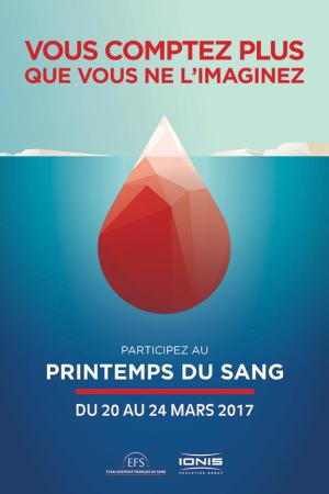 Affiche de la collecte du don de sang le Printemps du sang par IONIS