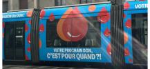 Tramway aux couleurs du don de sang