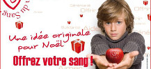 Affiche : une idée originale pour Noël, offrez votre sang !