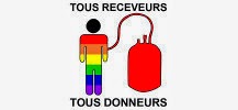logo en faveur du don du sang des homosexuels : Tous receveurs, Tous donneurs
