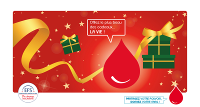 affiche de promotion du don de sang durant les fÃªtes de fin d'annÃ©e