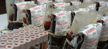 photo des produits sanguins et de leurs tubes pour analyses